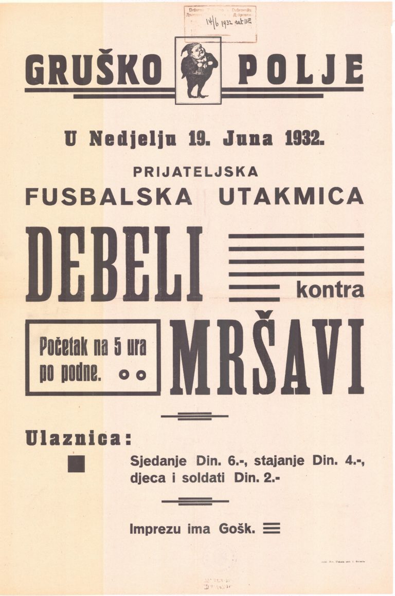 Plakat za nogometnu utakmicu 1932. godine